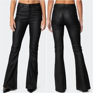 Dolls Kill Edikted Luna Faux Leather flare pants size small high rise stretch